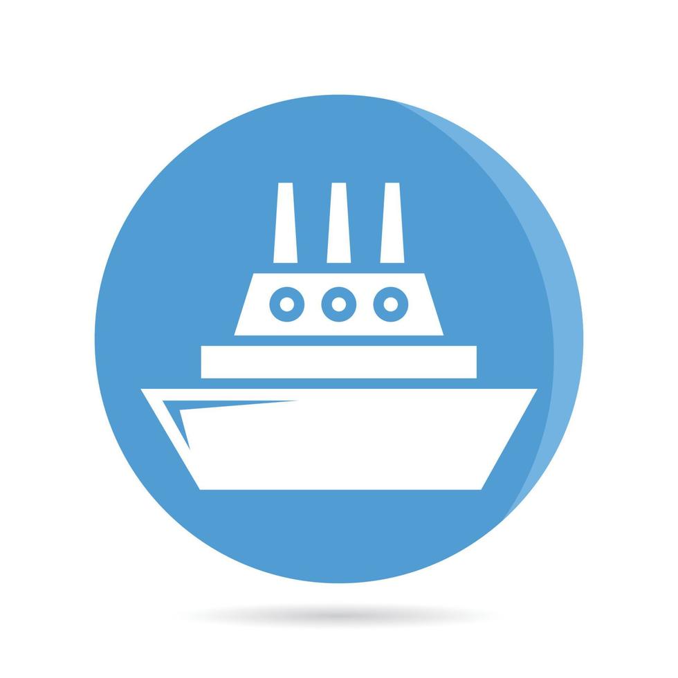 ship icon in blue roud button vector