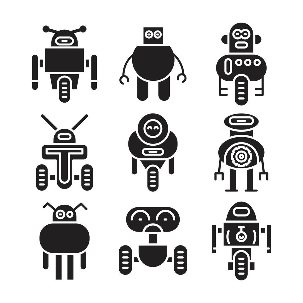 iconos de robots de dibujos animados vector