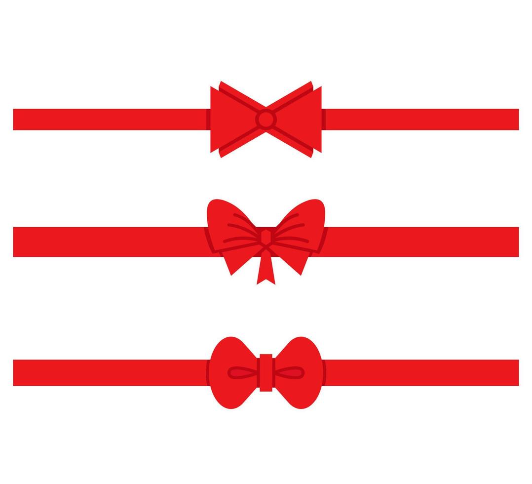 red ribbon and bow tie set vector