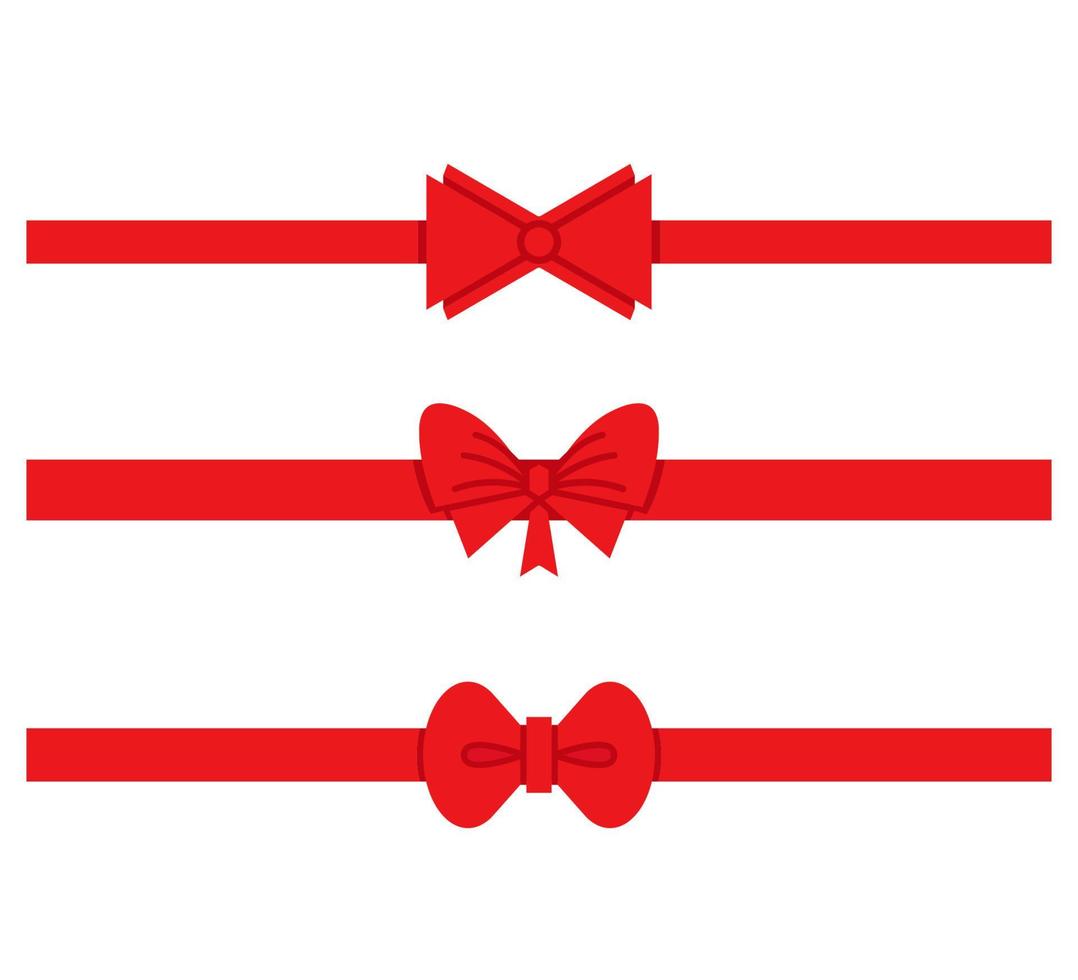 red ribbon and bow tie set vector