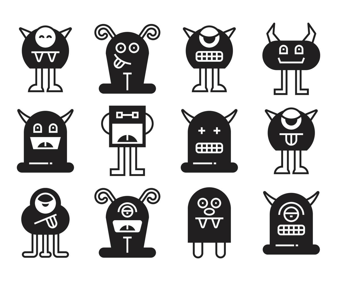 cute monster icons vector illustration