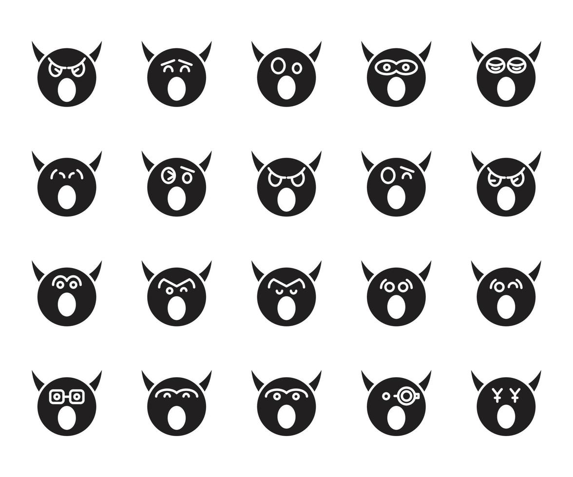 amazed devil and demon emoticons set vector