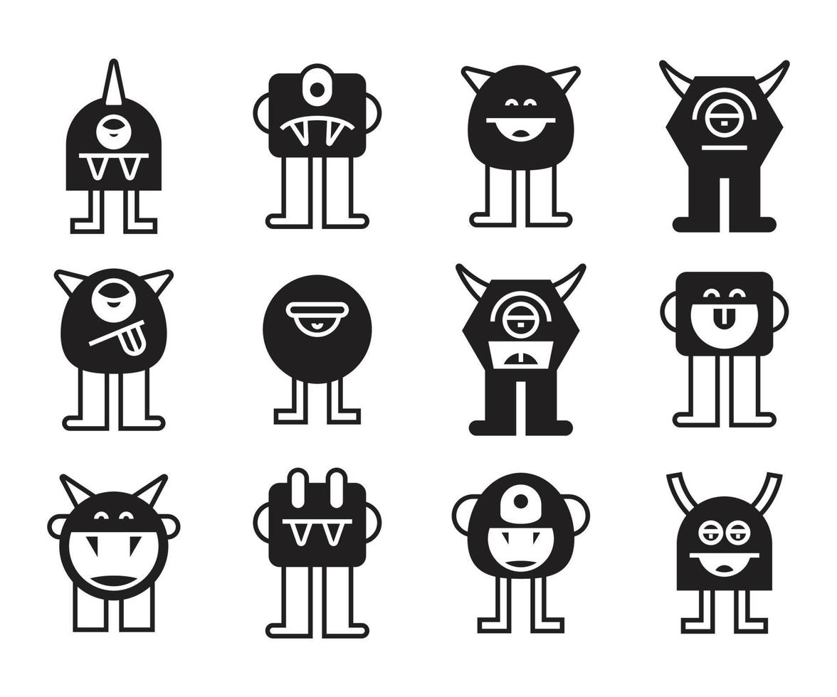 cartoon monster icons vector illustration