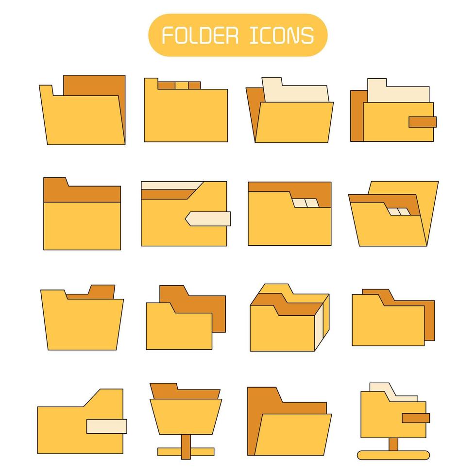 data folder and file icons vector