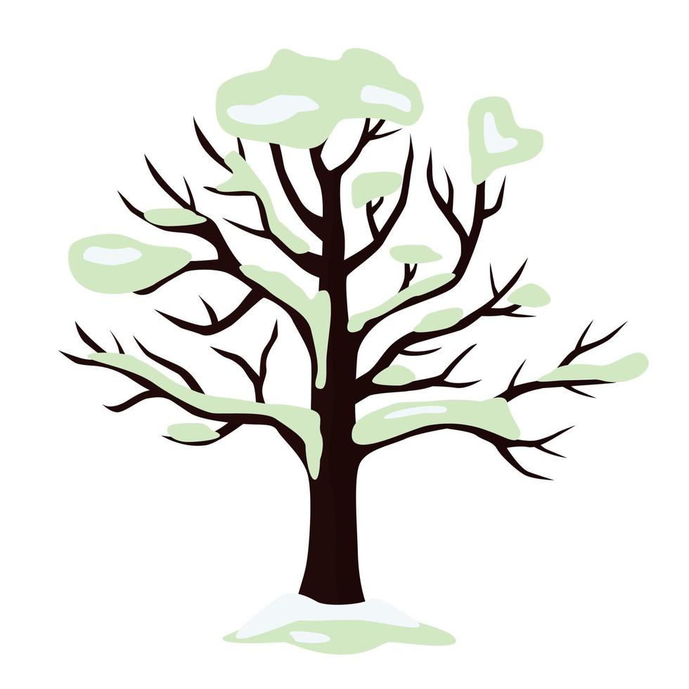 árbol de invierno con nieve. vector