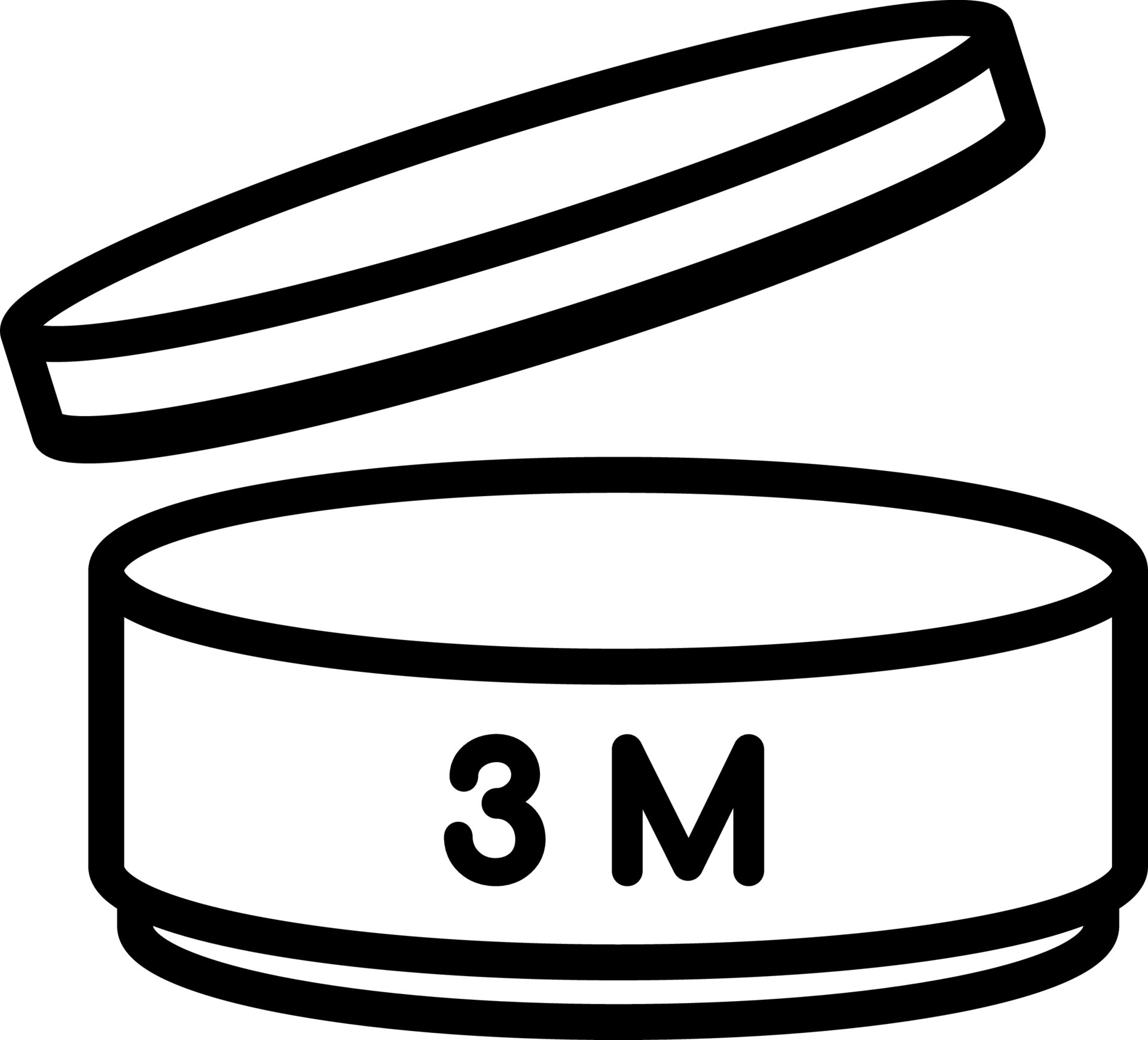 PAO period after opening line icon. 3 month period, shelf life. Vector