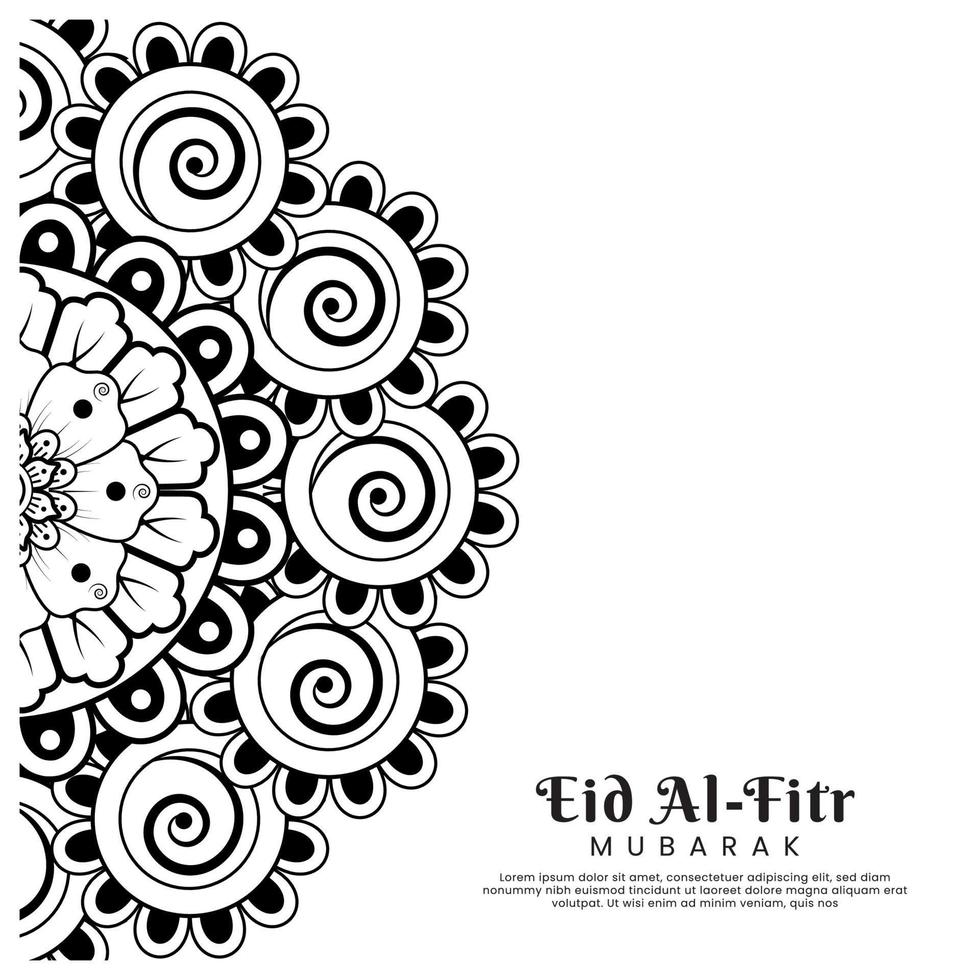 eid al-fitr con fondo de flores mehndi. ilustración abstracta vector