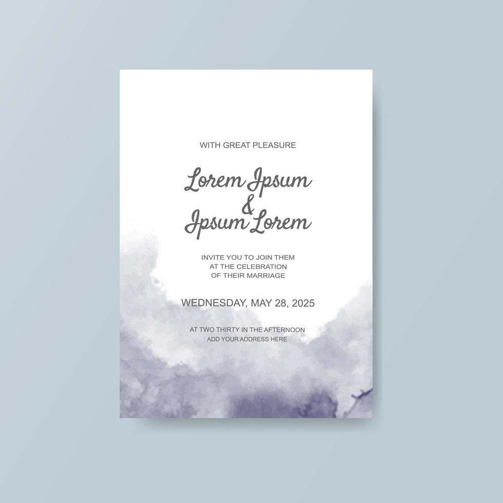 Wedding invitation with abstract watercolor background vector