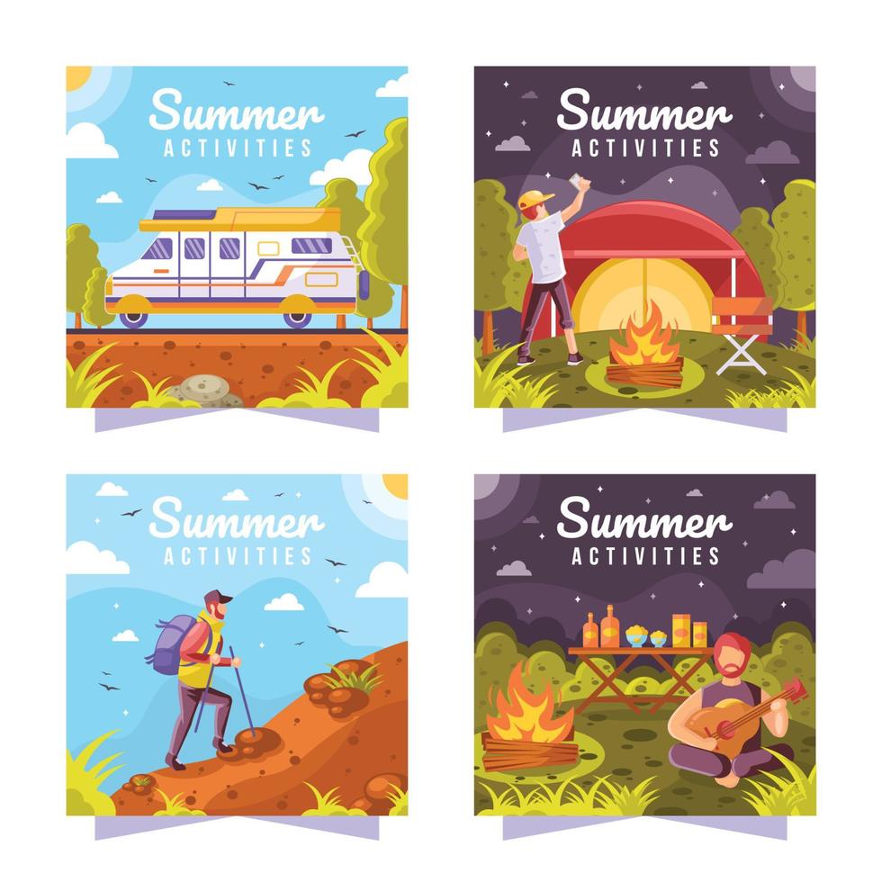 Summer Activities Social Media Post vector