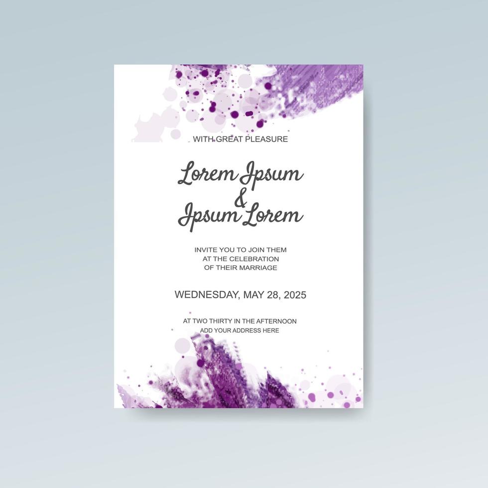 Wedding invitation with abstract watercolor background vector