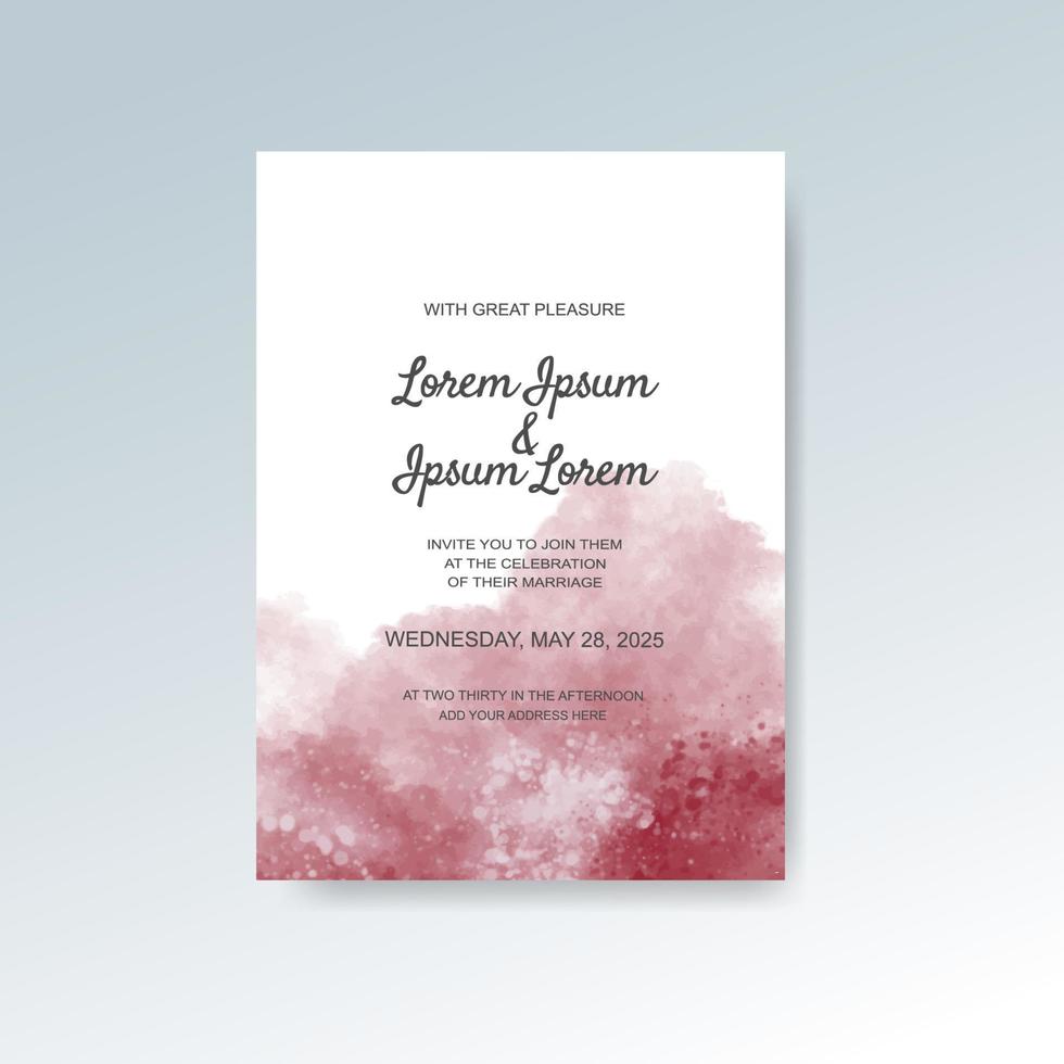 Wedding invitation with abstract watercolor background vector