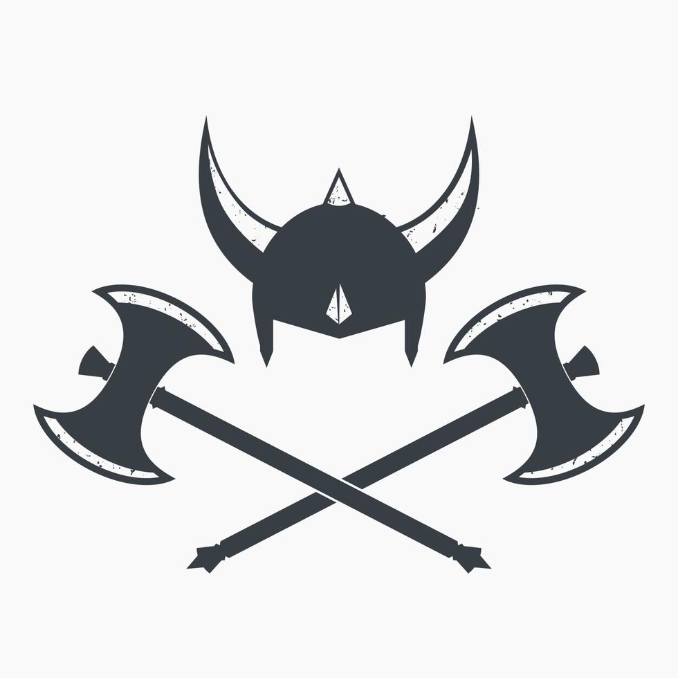 Vikings Helmet and battle axes vector