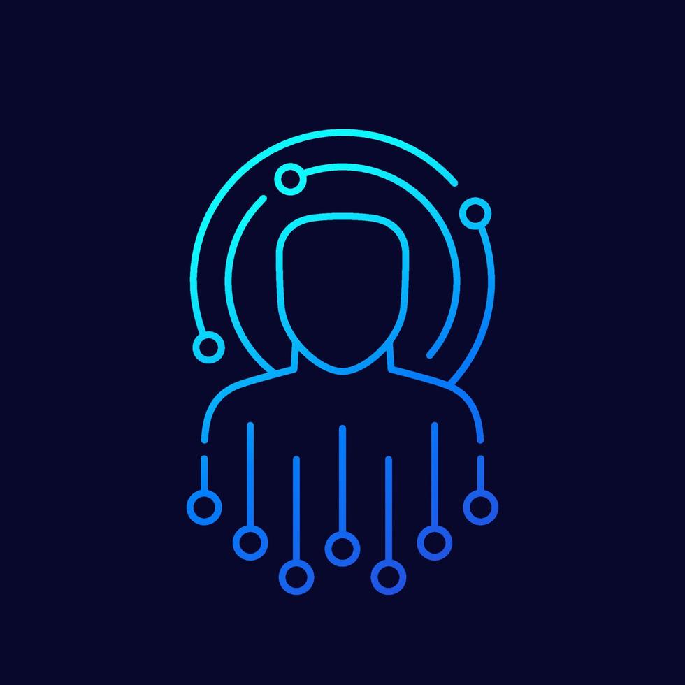 Artificial intelligence or machine learning line icon vector