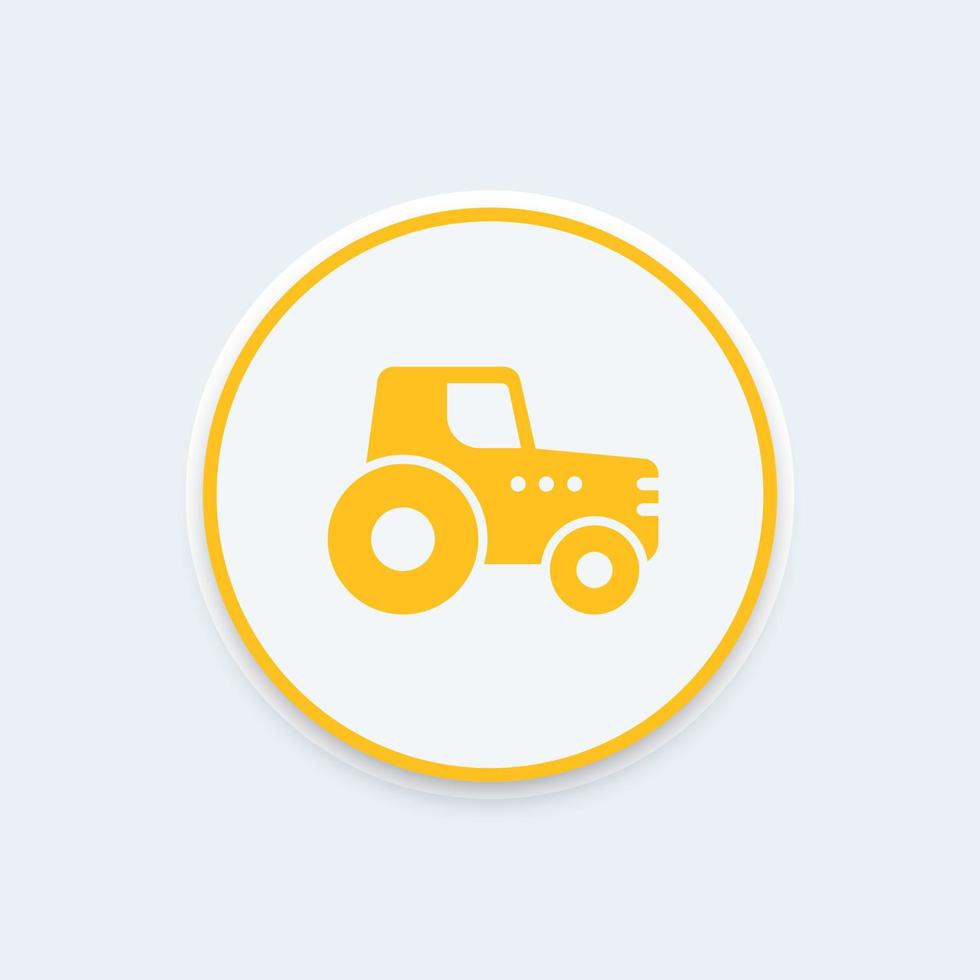 agrimotor, icono de tractor, símbolo de agrimotor, icono redondo de maquinaria agrícola, ilustración vectorial vector