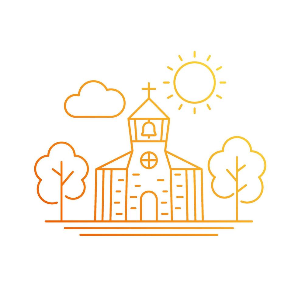 church with a belfry, line art vector