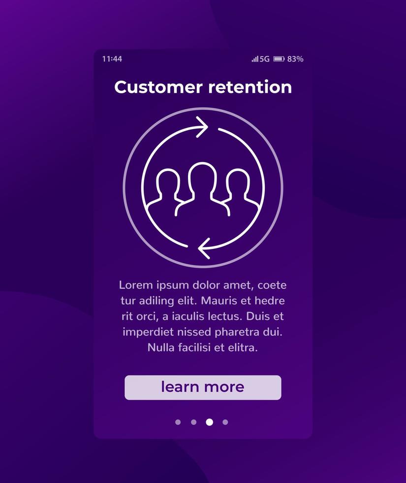 customer retention, returning clients vector banner with line icon