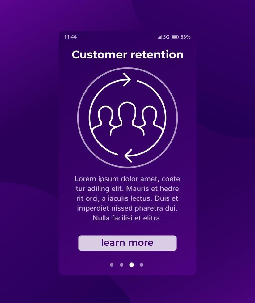 retención de clientes, banner vectorial de clientes que regresan con icono de línea vector