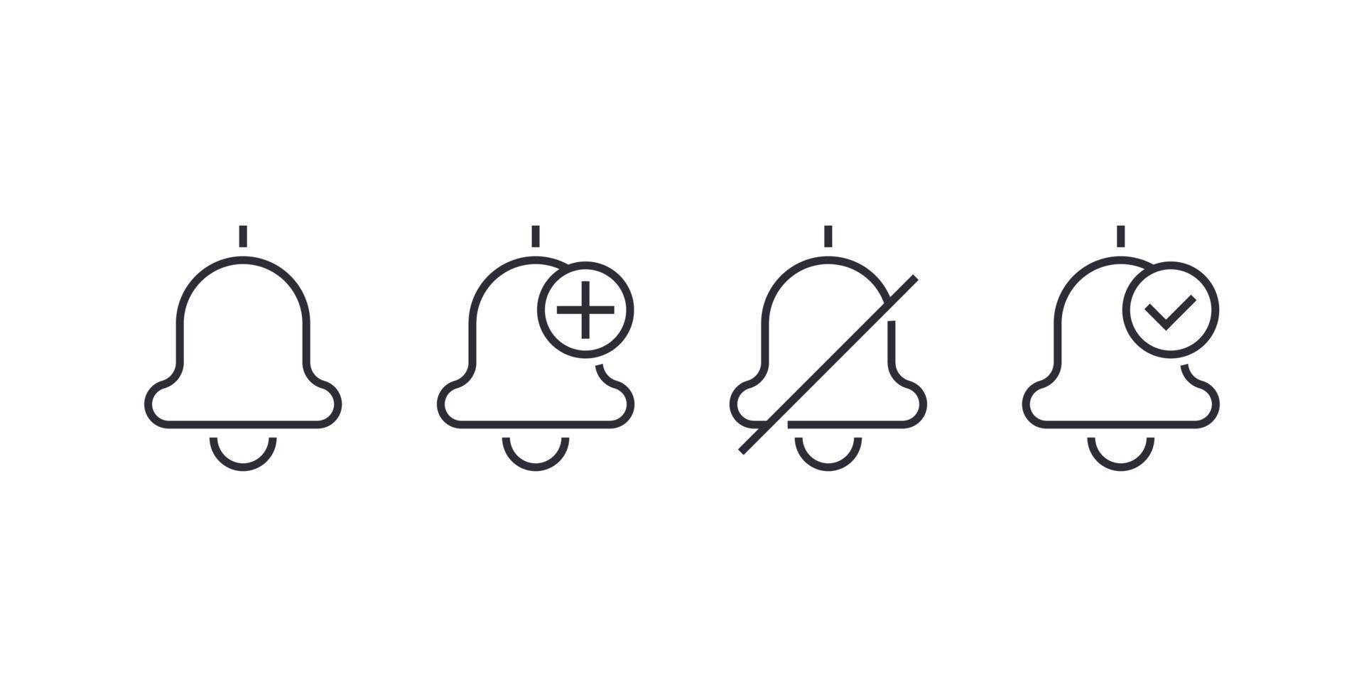 Notification line icons on white vector