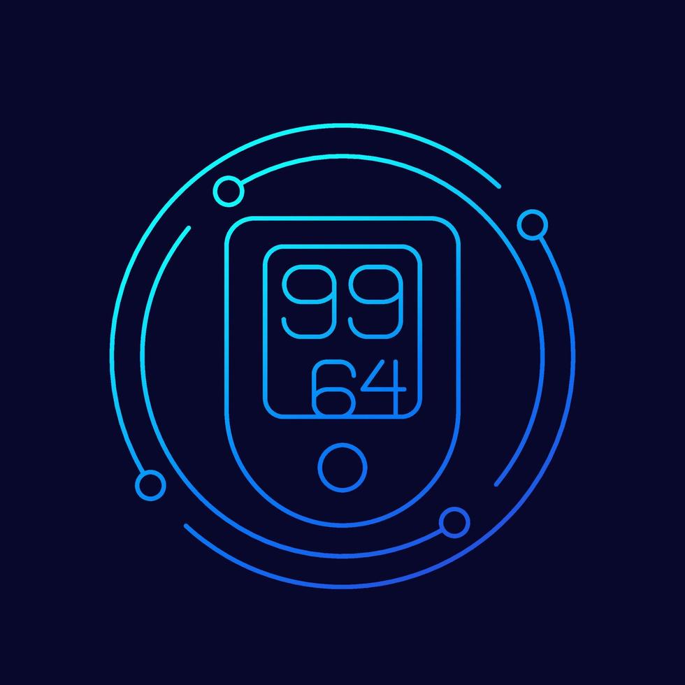 oximeter line icon, oxygen saturation test, vector