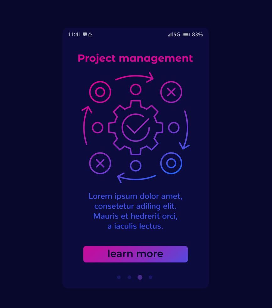 project management mobile banner with line icon vector