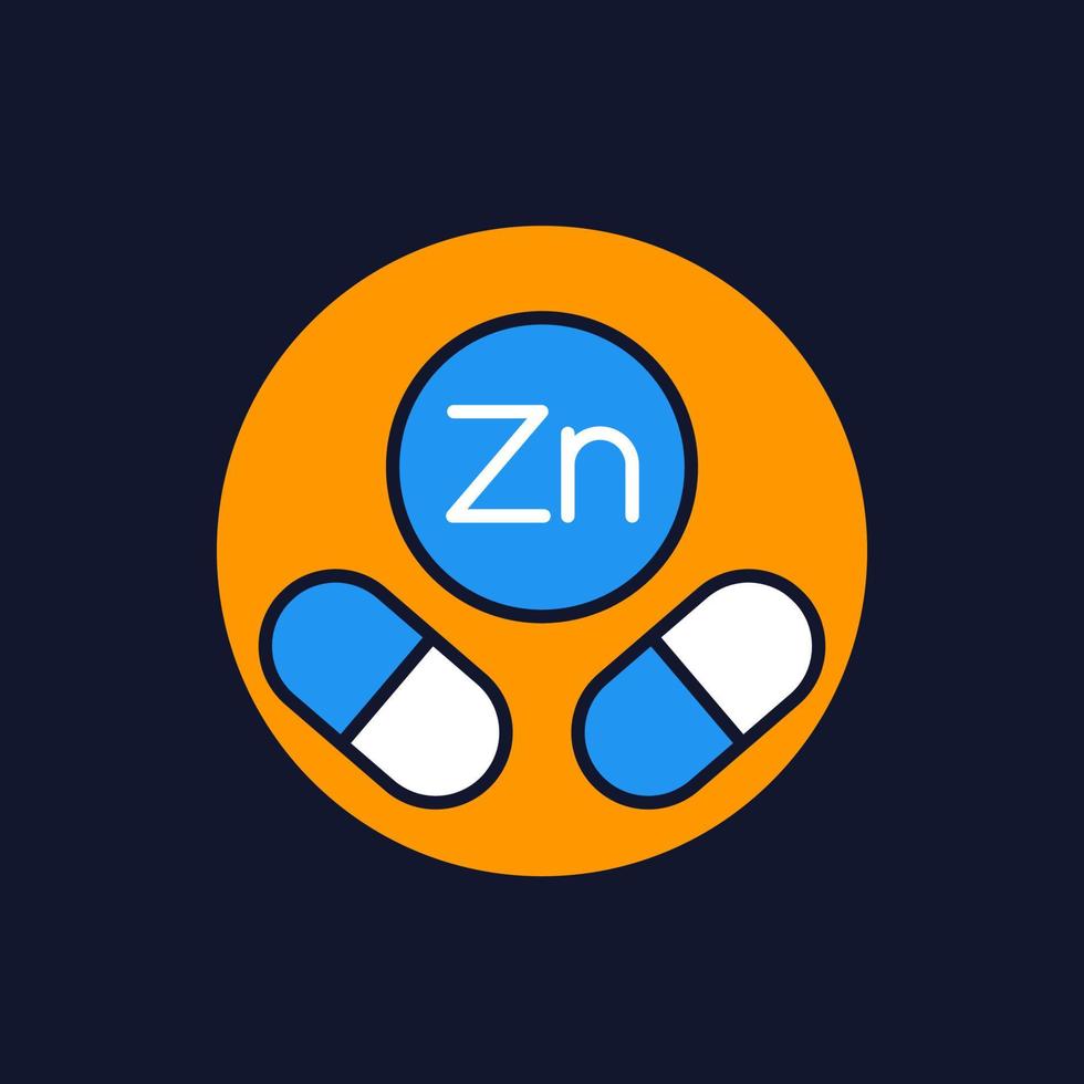 zinc capsules icon, Zn mineral vector art
