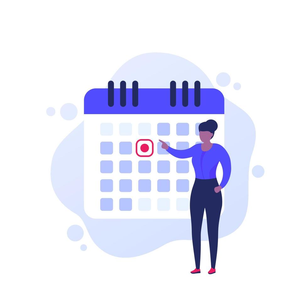 set a deadline, time management vector illustration with a woman