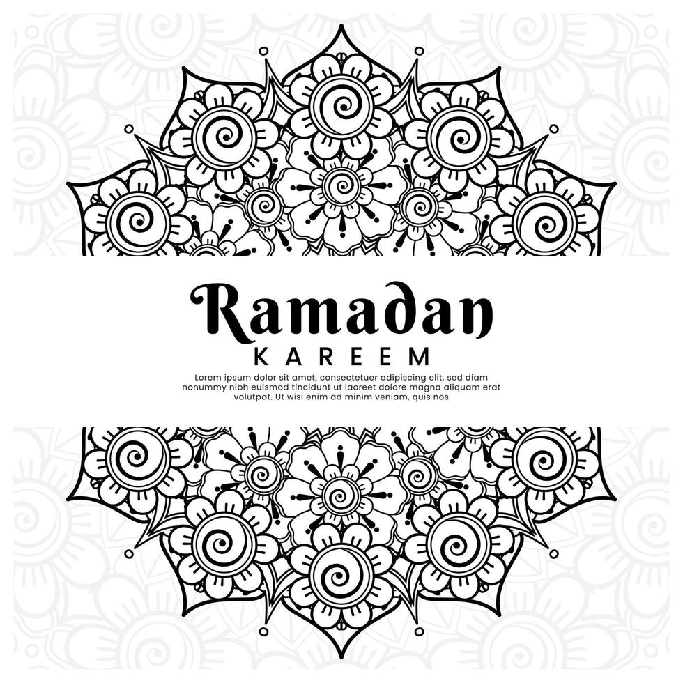 Ramadan kareem with mehndi flower background. Abstract illustration vector