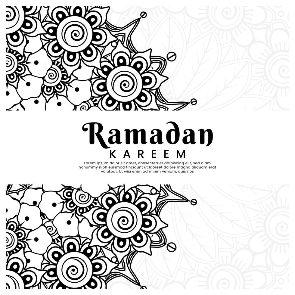 ramadan kareem con fondo de flores mehndi. ilustración abstracta vector