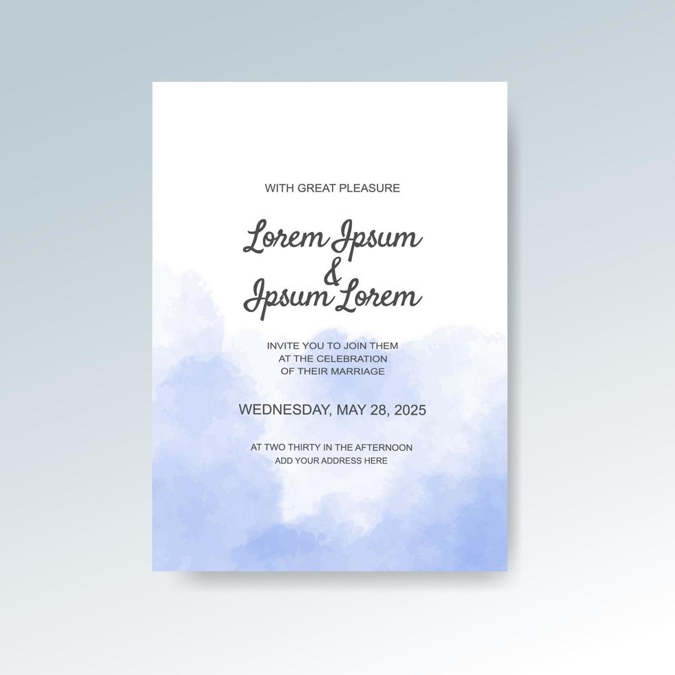 Wedding invitation with abstract watercolor background vector