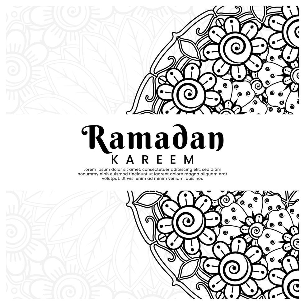 Ramadan kareem with mehndi flower background. Abstract illustration vector