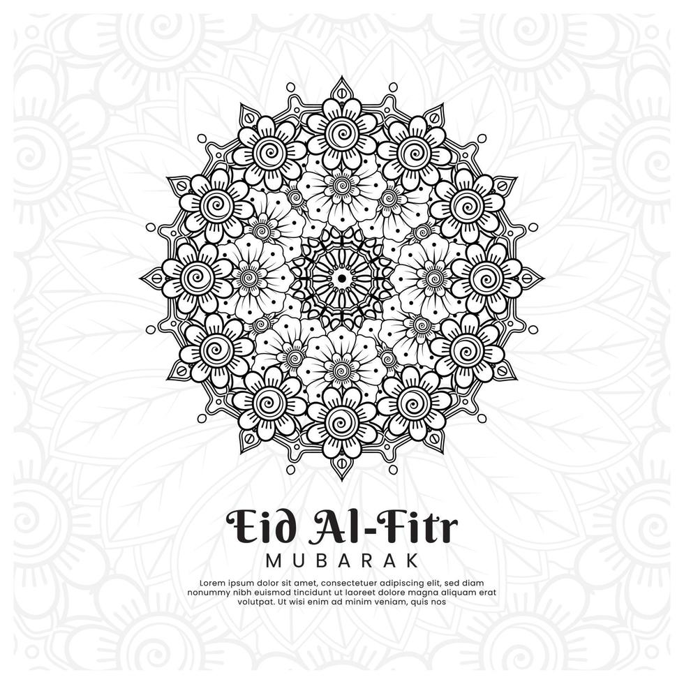eid al-fitr con fondo de flores mehndi. ilustración abstracta vector