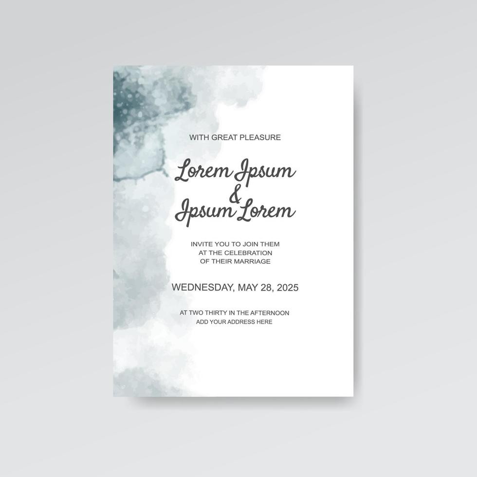 Wedding invitation with abstract watercolor background vector