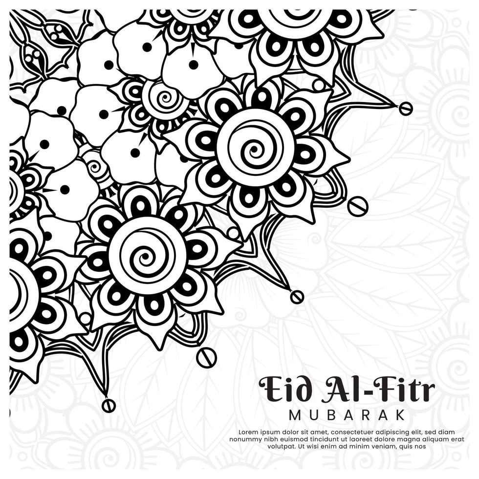 eid al-fitr con fondo de flores mehndi. ilustración abstracta vector