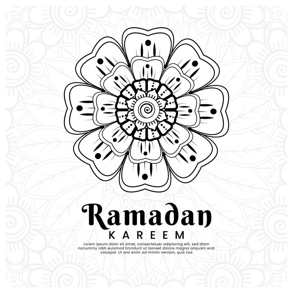 Ramadan kareem with mehndi flower background. Abstract illustration vector