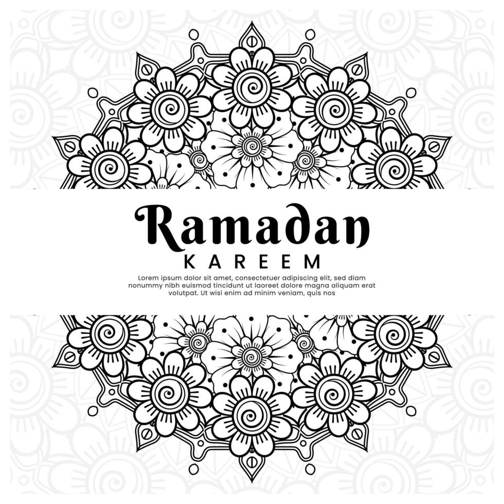 ramadan kareem con fondo de flores mehndi. ilustración abstracta vector