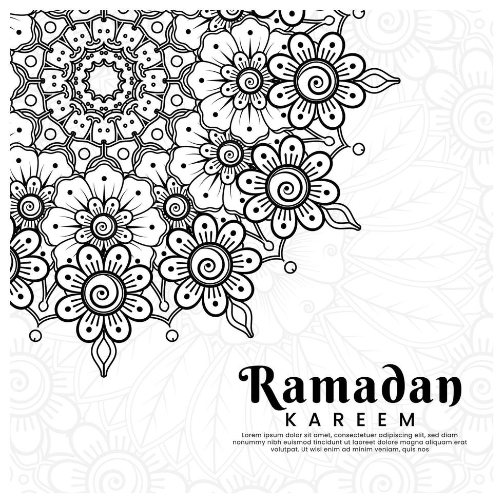 ramadan kareem con fondo de flores mehndi. ilustración abstracta vector