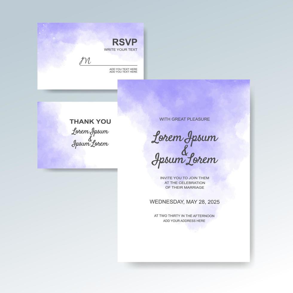 Wedding invitation with abstract watercolor background vector