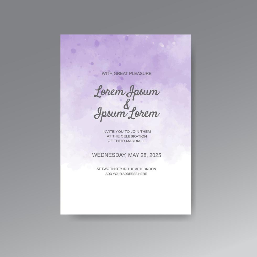 Wedding invitation with abstract watercolor background vector