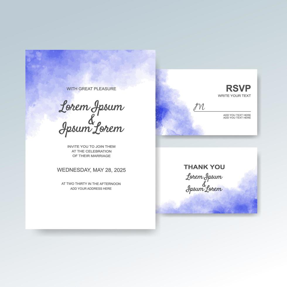 Wedding invitation with abstract watercolor background vector