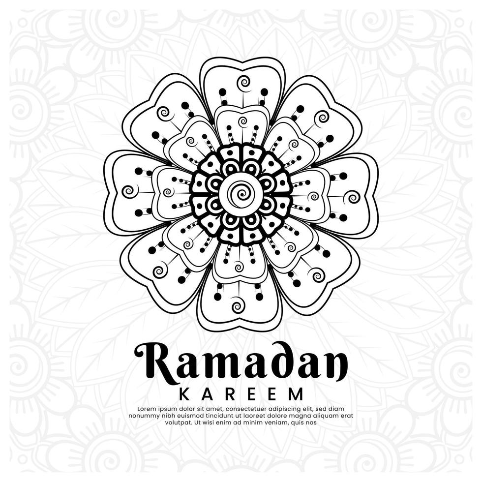 Ramadan kareem with mehndi flower background. Abstract illustration vector