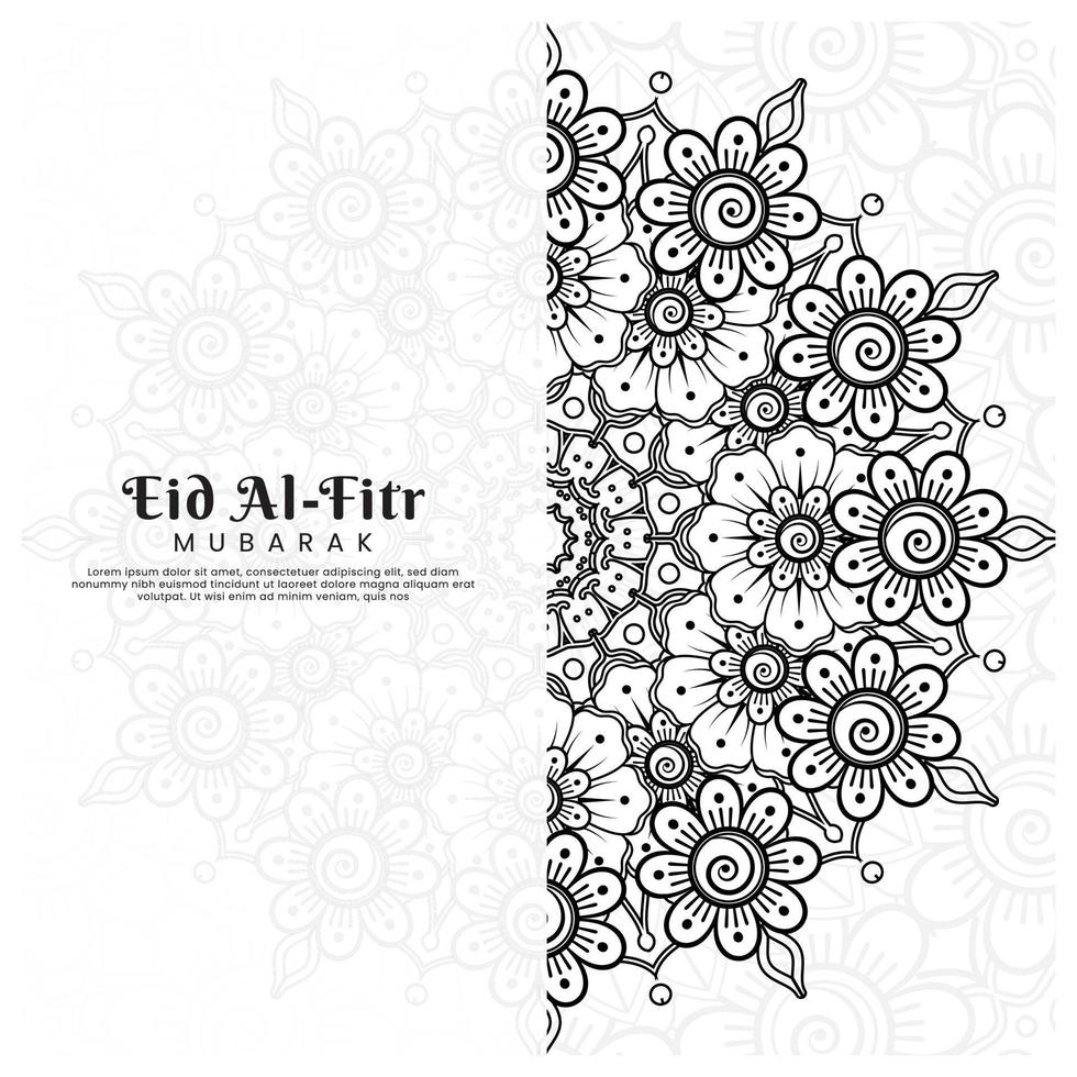 eid al-fitr con fondo de flores mehndi. ilustración abstracta vector