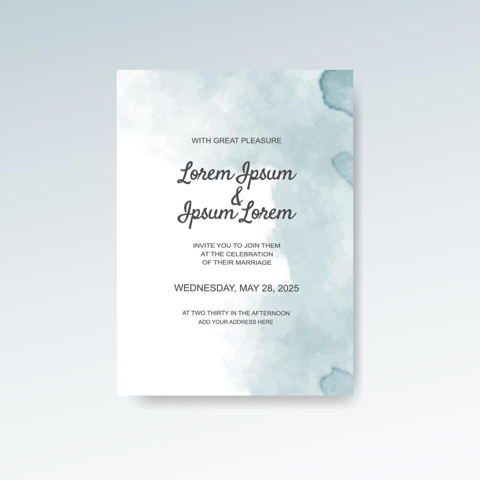 Wedding invitation with abstract watercolor background vector