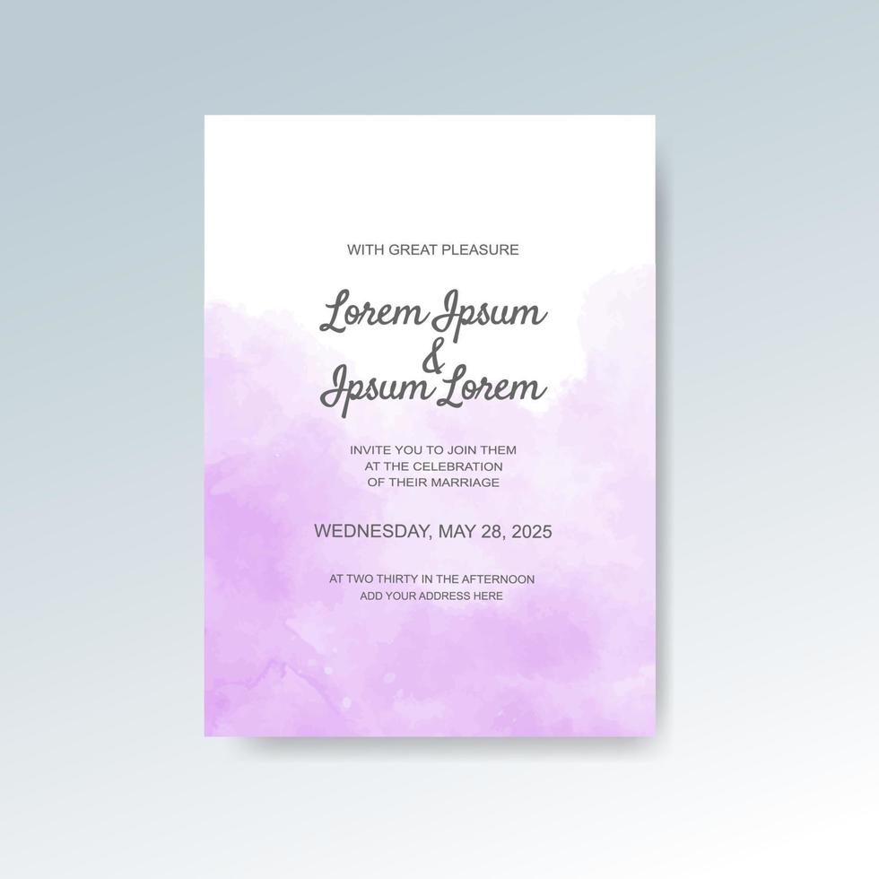 Wedding invitation with abstract watercolor background vector