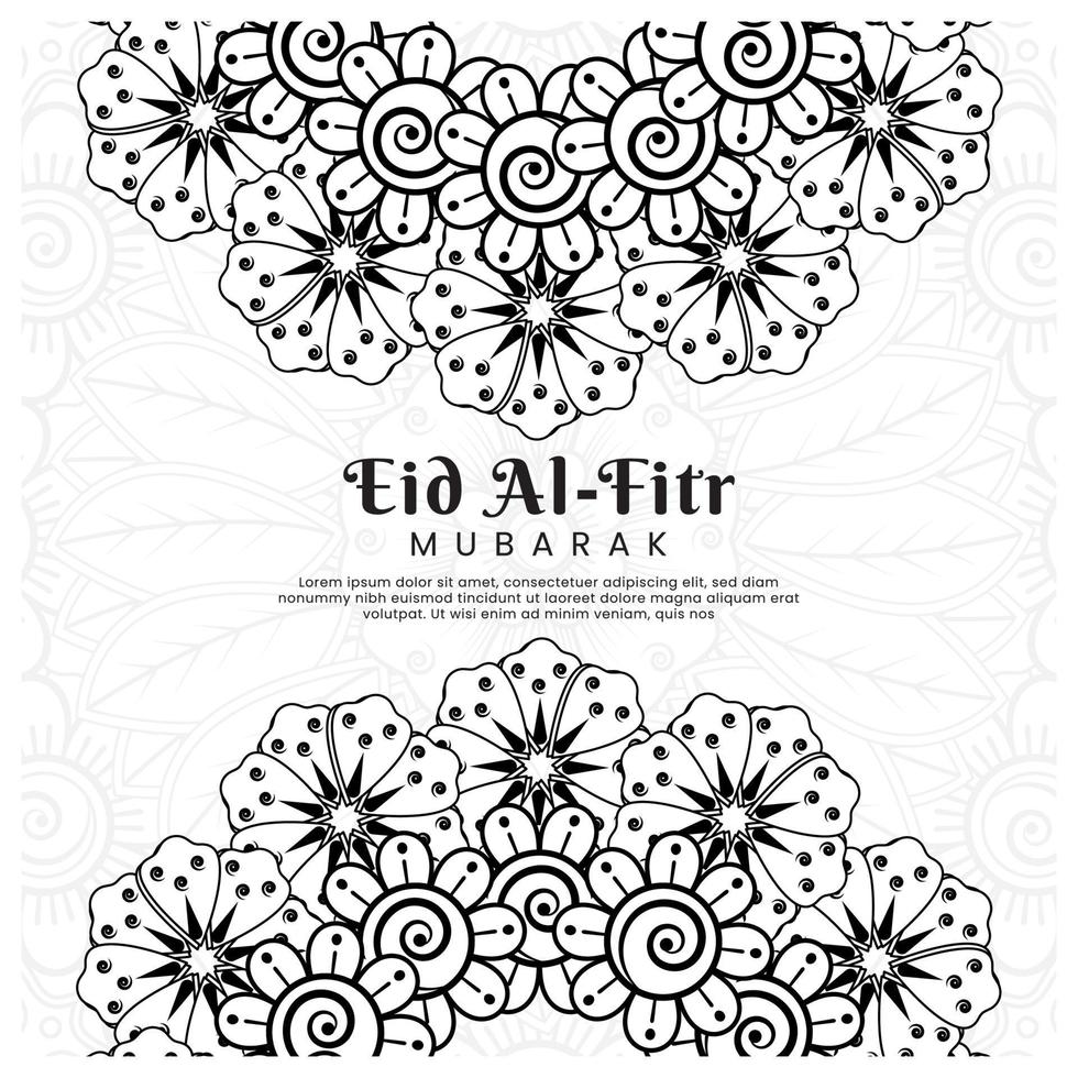 eid al-fitr con fondo de flores mehndi. ilustración abstracta vector