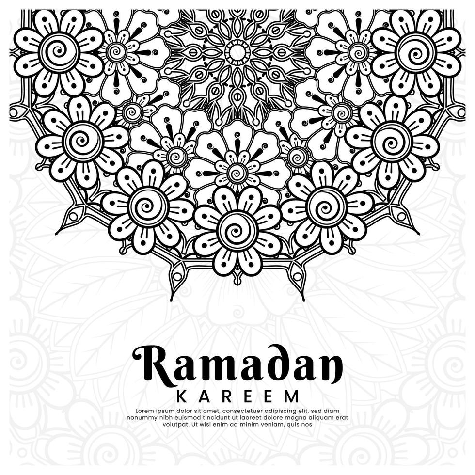 ramadan kareem con fondo de flores mehndi. ilustración abstracta vector