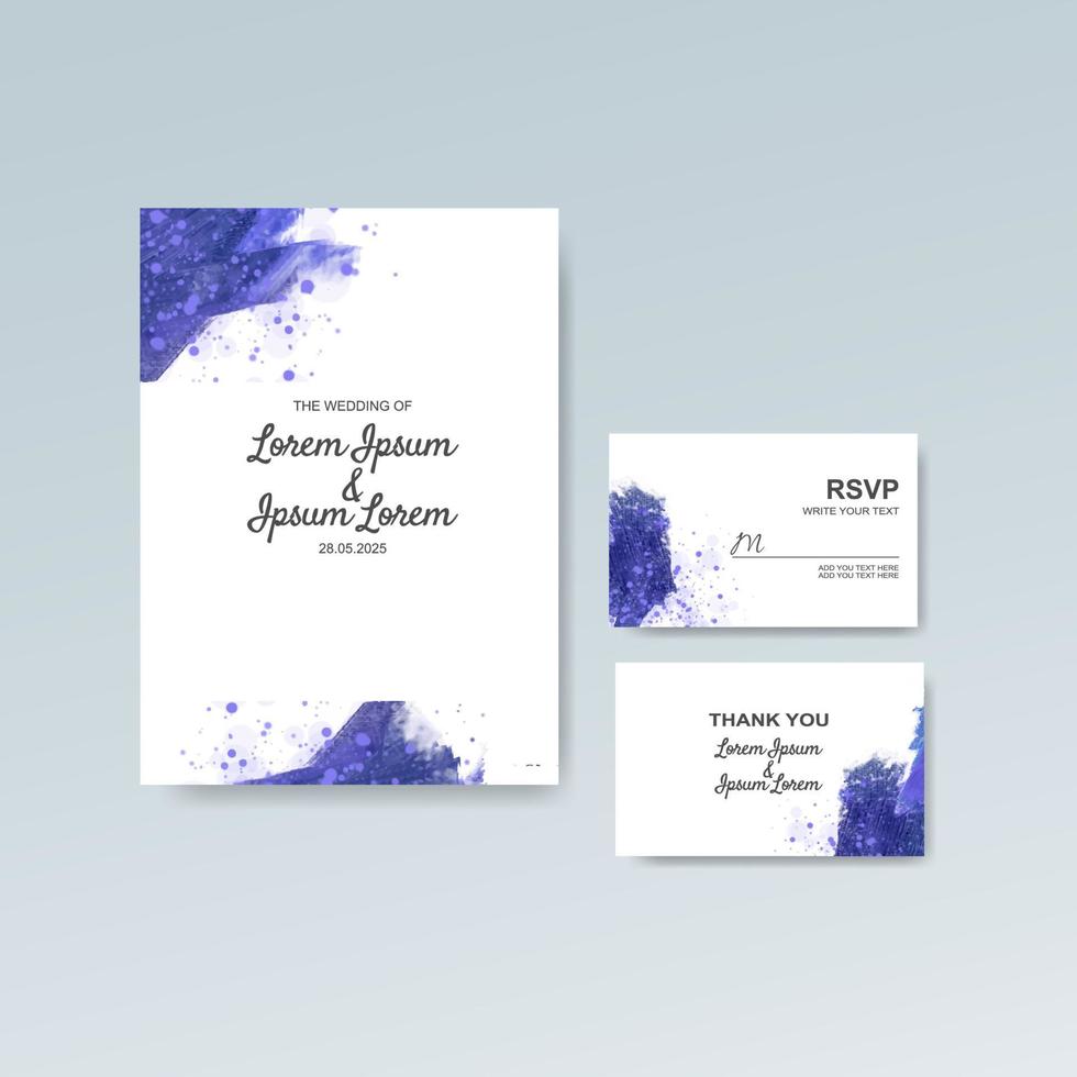 Wedding invitation with abstract watercolor background vector