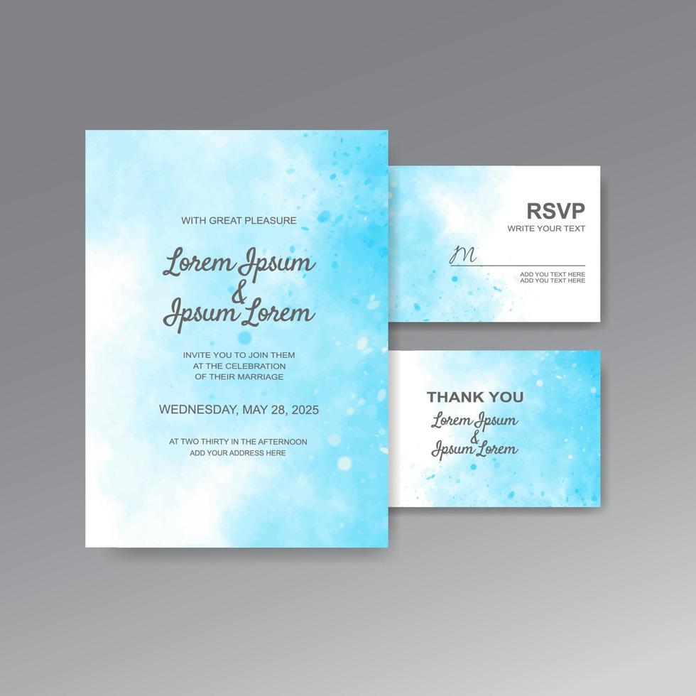 Wedding invitation with abstract watercolor background vector