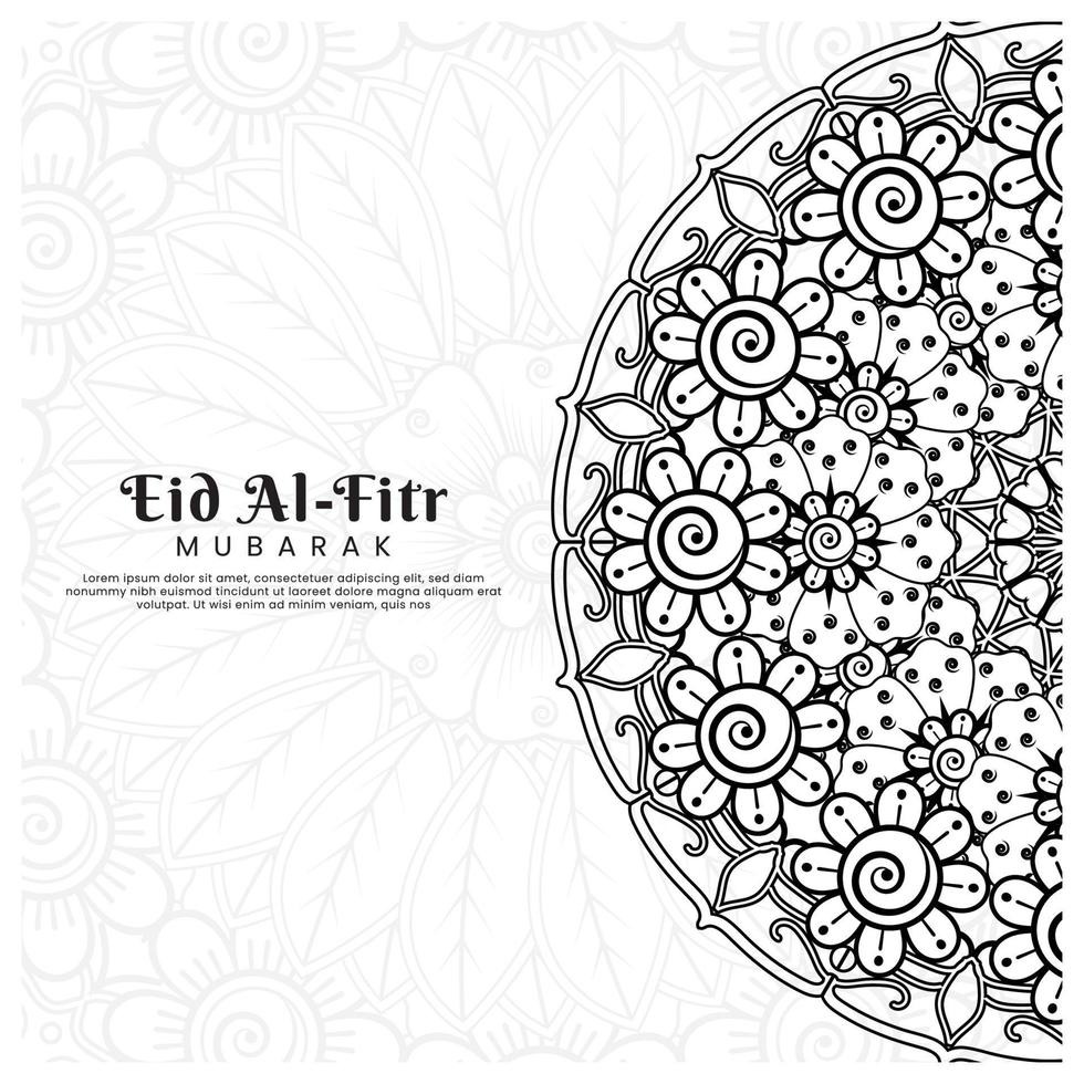 eid al-fitr con fondo de flores mehndi. ilustración abstracta vector