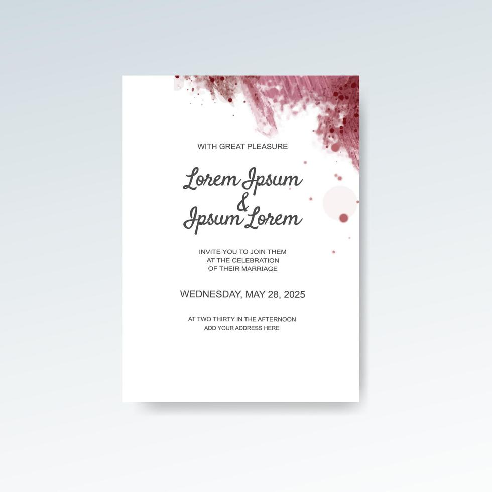 Wedding invitation with abstract watercolor background vector