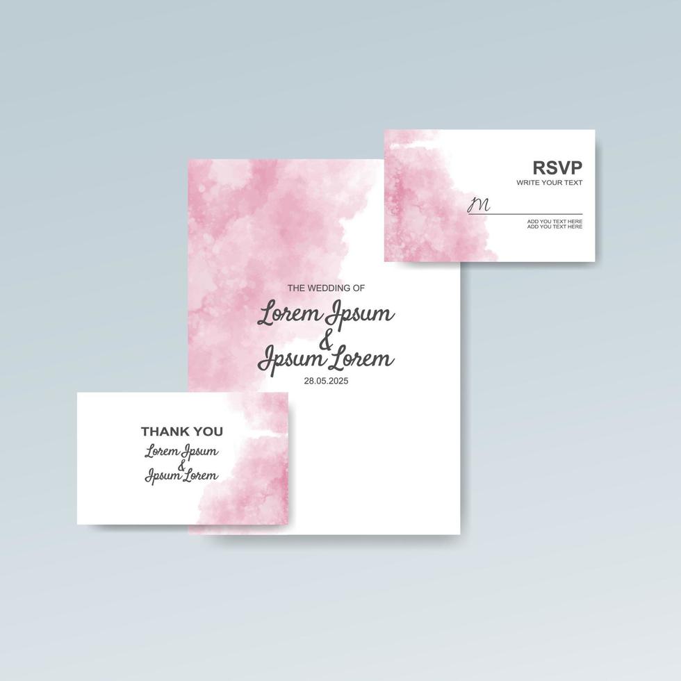 Wedding invitation with abstract watercolor background vector